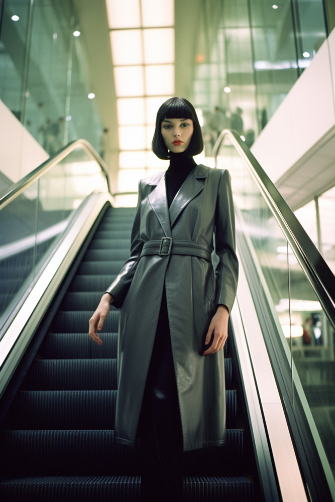 woman wearing business leather style