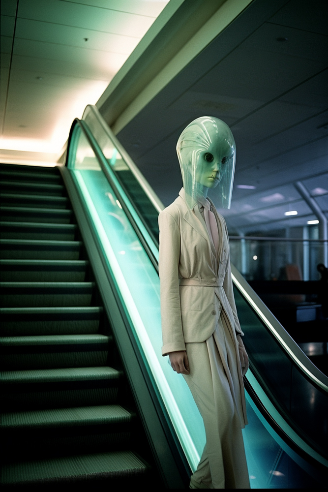 alien woman wearing business smart style